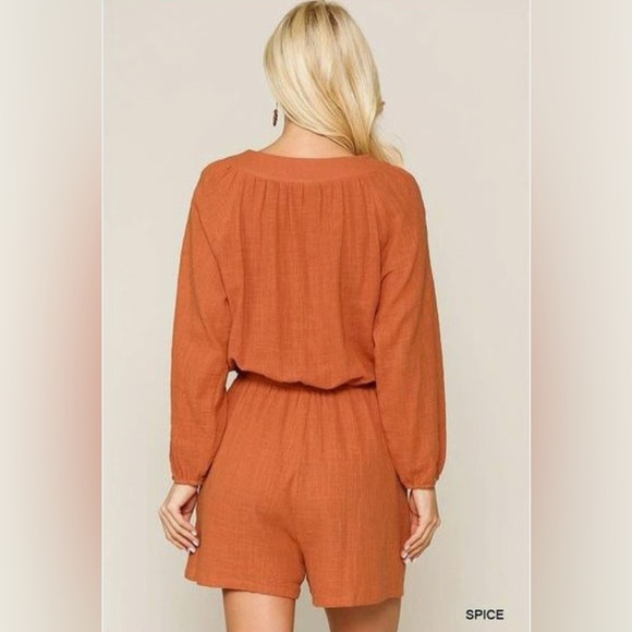 🌹NWT:GIGIO PUMPKIN PEASENT BUTTON DOWN ROMPER - Picture 2 of 10